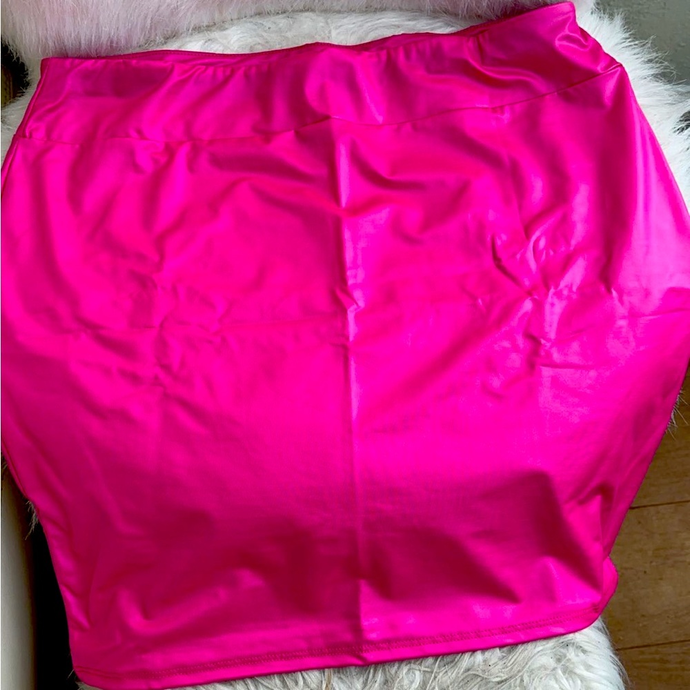 Mini faux leather skirt Fuchsia